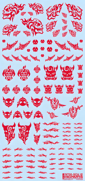 HiQ Parts Tattoo Decal 02 'Skull' Red (1pc)