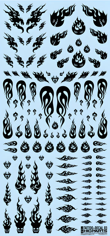 HiQ Parts Tattoo Decal 03 'Fire' Black (1pc)