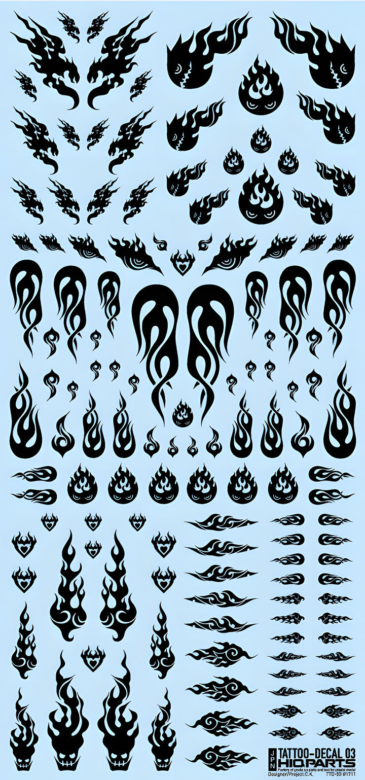 HiQ Parts Tattoo Decal 03 'Fire' Black (1pc)