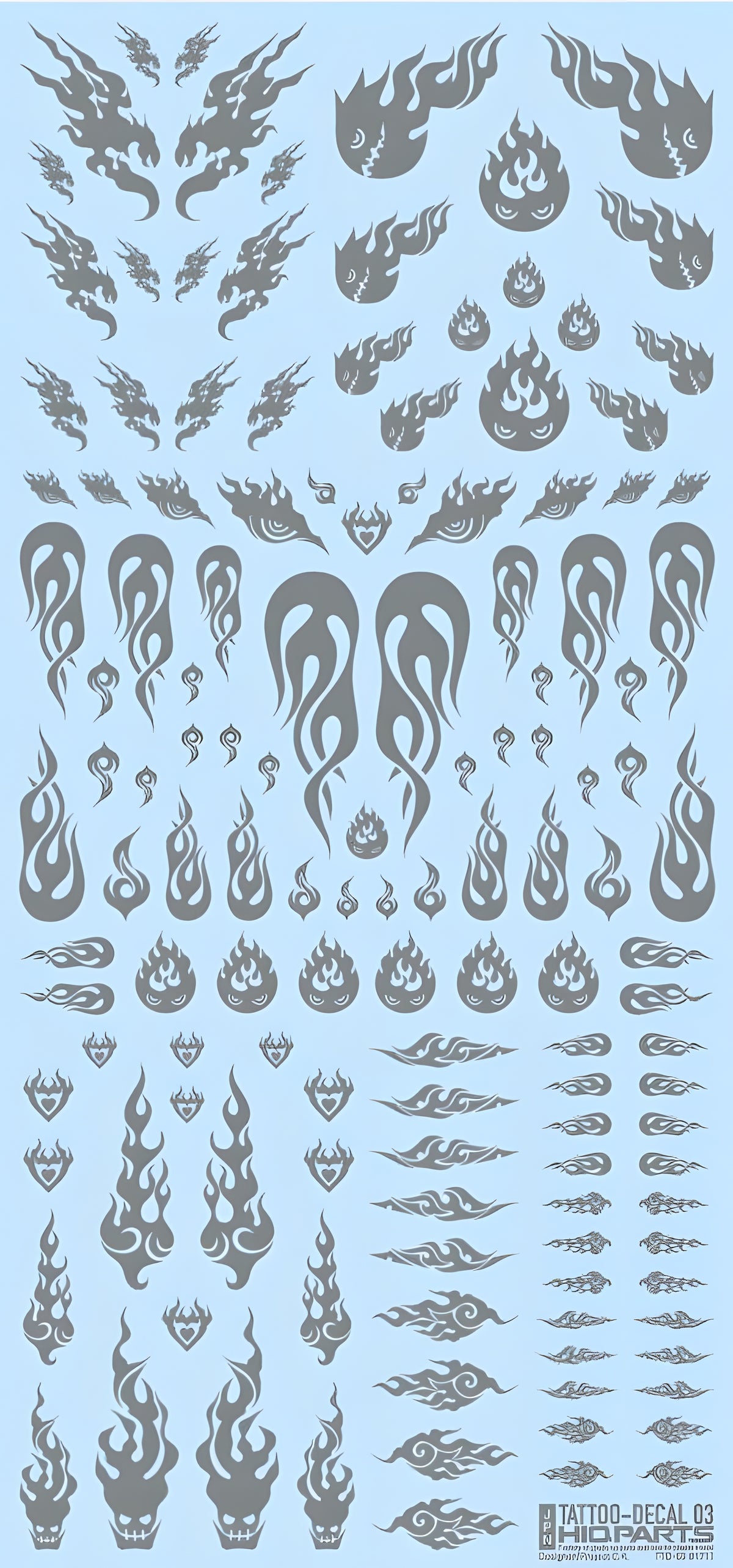 HiQ Parts Tattoo Decal 03 'Fire' Clear Black (1pc)