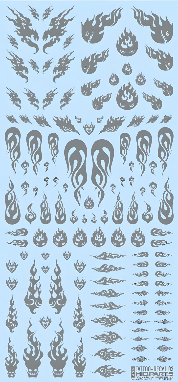 HiQ Parts Tattoo Decal 03 'Fire' Clear Black (1pc)