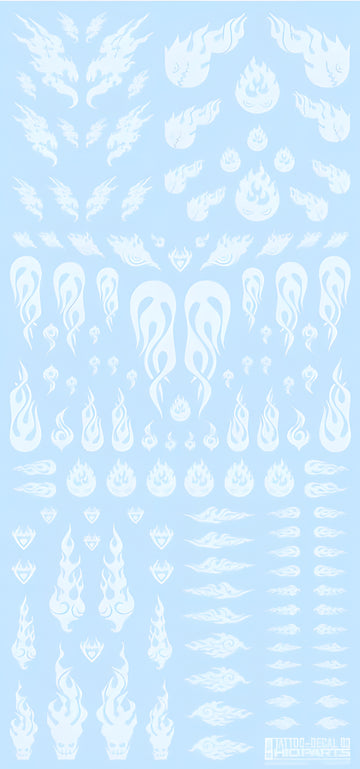 HiQ Parts Tattoo Decal 03 'Fire' Clear White (1pc)