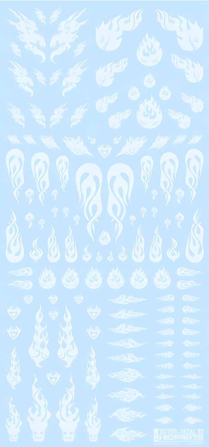 HiQ Parts Tattoo Decal 03 'Fire' Clear White (1pc)