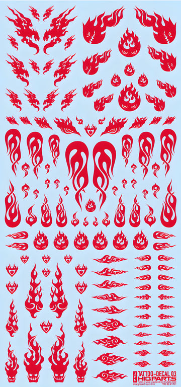 HiQ Parts Tattoo Decal 03 'Fire' Red (1pc)