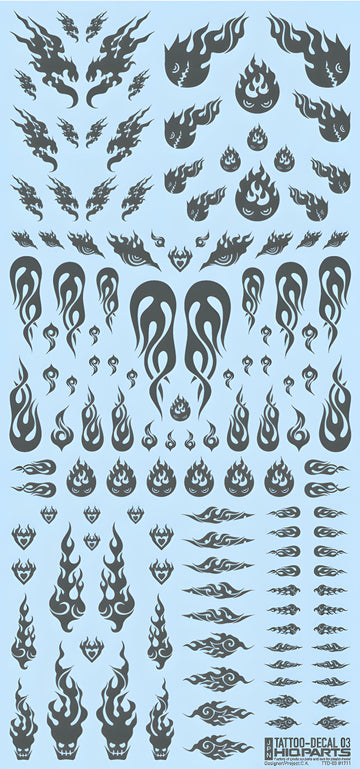 HiQ Parts Tattoo Decal 03 'Fire' Tattoo Gray (1pc)