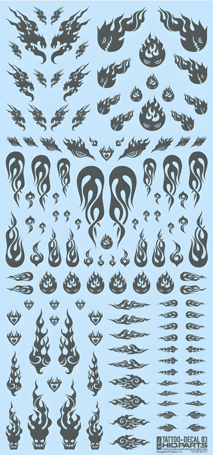 HiQ Parts Tattoo Decal 03 'Fire' Tattoo Gray (1pc)