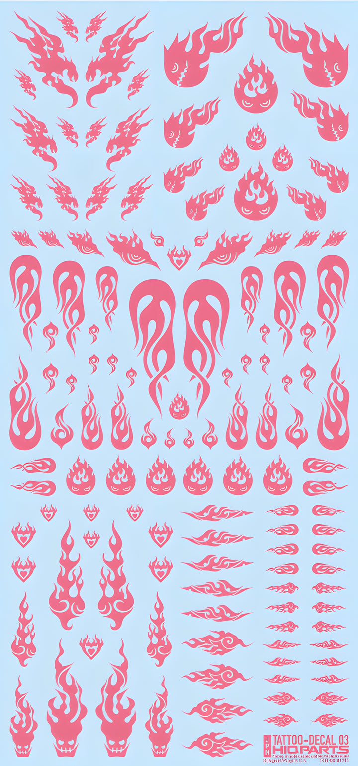 HiQ Parts Tattoo Decal 03 'Fire' Tattoo Pink (1pc)