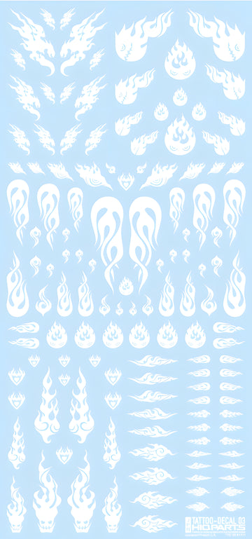 HiQ Parts Tattoo Decal 03 'Fire' White (1pc)