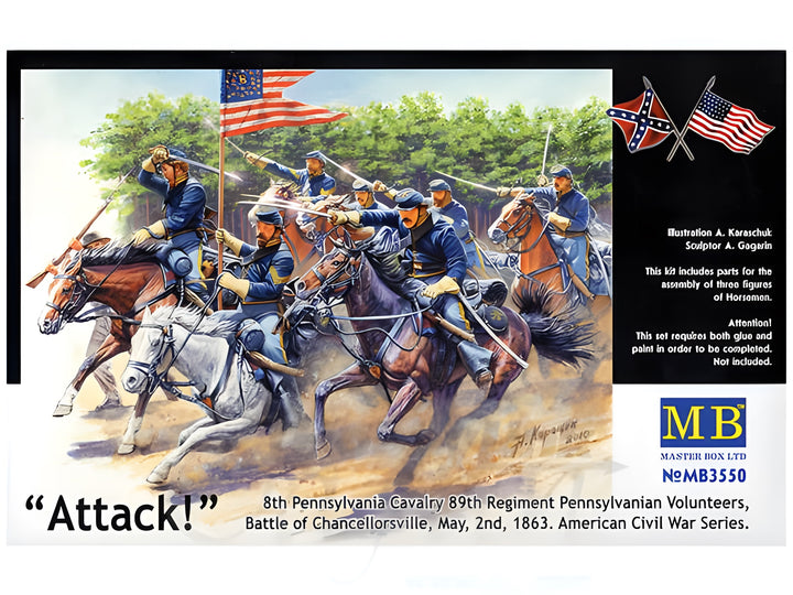 MASTER BOX 1/35 8th Pennsylvania Cavalry, 89th Regiment Pennsylvanian Volunteers, Battle of Chancellorsville, May, 2nd, 1863. American Civil War Series. Attack