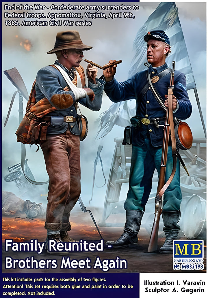 MASTER BOX 1/35 Family Reunited - Brothers Meet Again. End of the War Confederate army surrenders to Federal troops. Appomattox, Virginia, April 9th, 1865. American Civil War series
