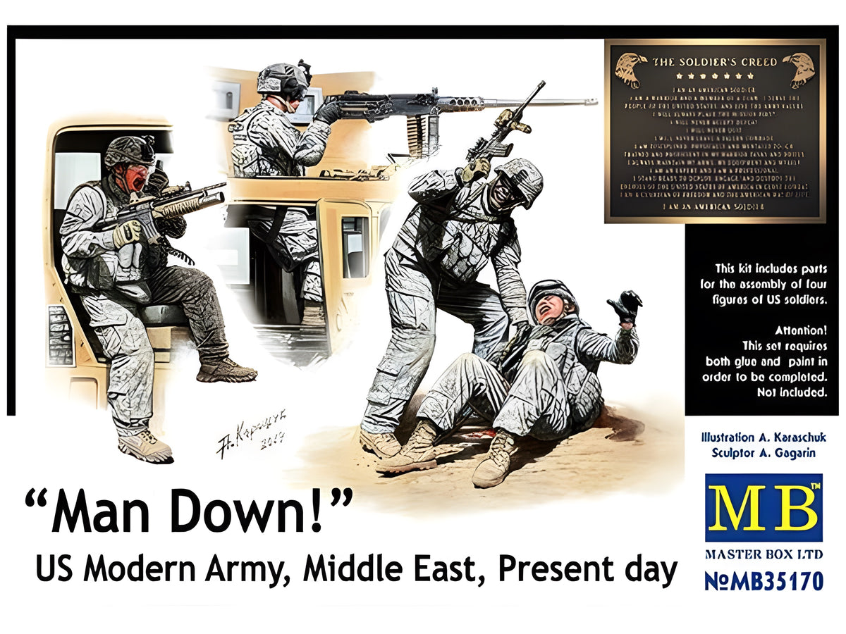 MASTER BOX 1/35 Man Down US Modern Army, Middle East, Present day