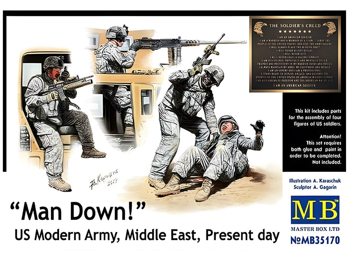 MASTER BOX 1/35 Man Down US Modern Army, Middle East, Present day