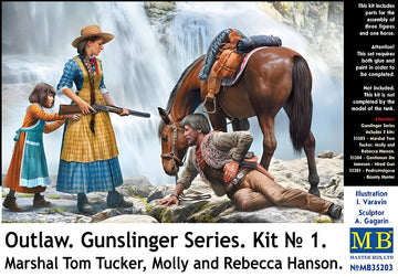 MASTER BOX 1/35 Outlow. Gunslinger series. Kit No. 1. Marshal Tom Tucker, Molly and Rebecca Hanson