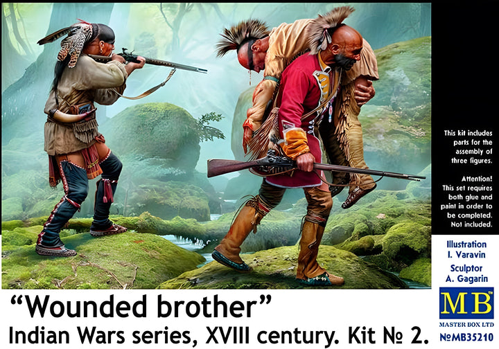 MASTER BOX 1/35 'Wounded brother'. Indian Wars series, XVIII century. Kit No. 2