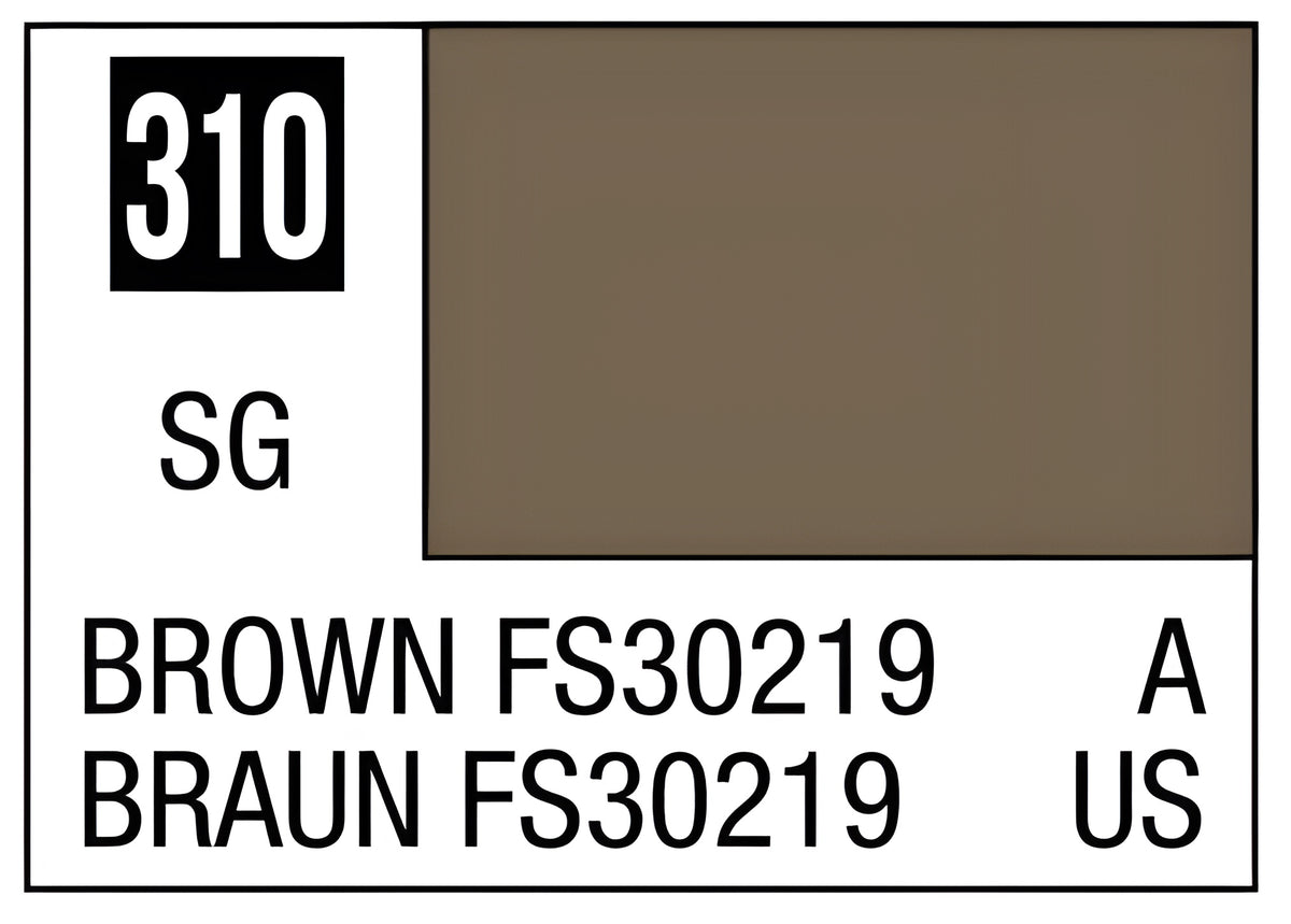 Mr Hobby Aqueous Color H310 Semi Gloss Brown FS30219 for Vietnam Camouflage 10ml Bottle