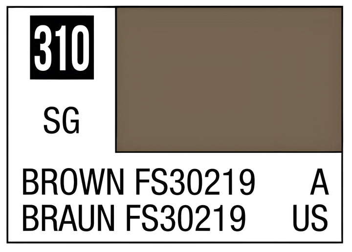 Mr Hobby Aqueous Color H310 Semi Gloss Brown FS30219 for Vietnam Camouflage 10ml Bottle