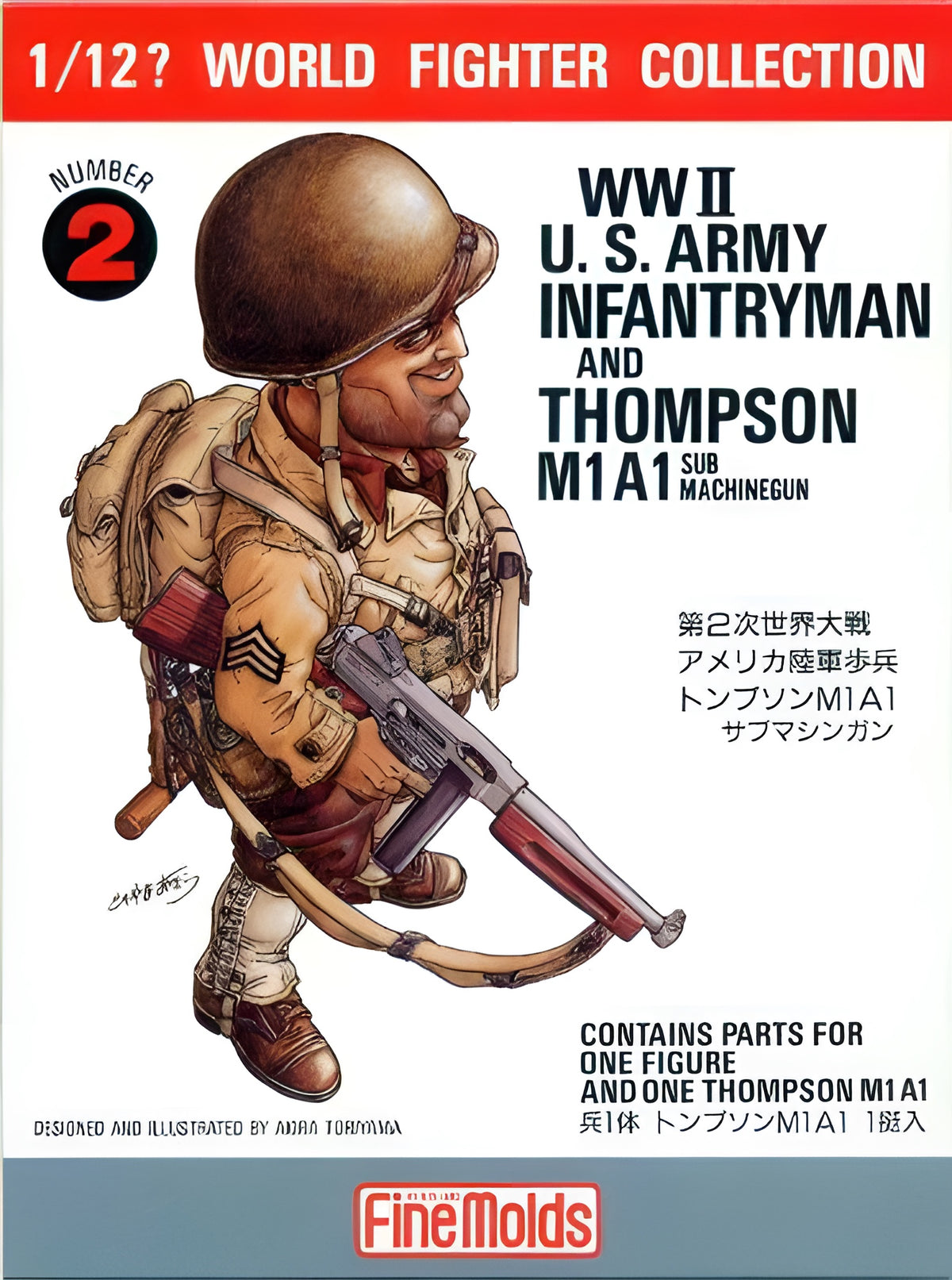 FineMolds 1/12 WWII U.S. Infantry Man & Thompson M1A1 Figure Kit