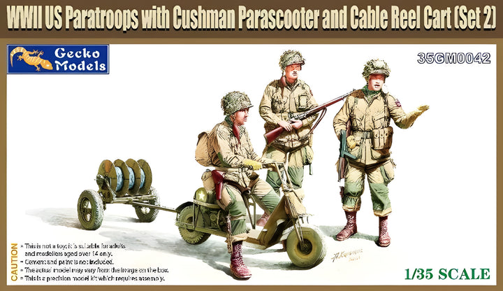 Gecko1/35 M53 Scooter Cushman w-RL-35 Cable Reel Cart Mod.1944 & US Paratroops. (Set 2)