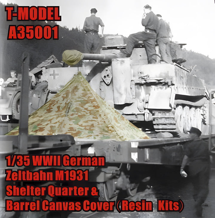 T-Model 1/35 WWII German Zeltbahn M1931 Shelter Quarter & Barrel Canvas Cover Resin Kit