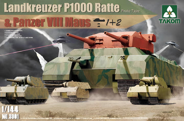 Takom 1/144 WWII Heavy Battle Tank Landkreuzer P1000 Ratte(Prototype) & Panzer VIII Maus 3in1