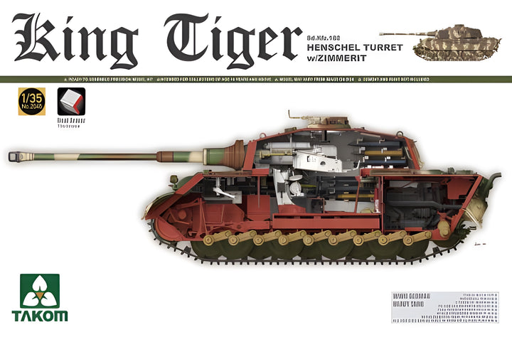 Takom 1/35 WWII German Heavy Tank Sd.Kfz.182 King Tiger Henschel Turret w/Zimmerit and interior