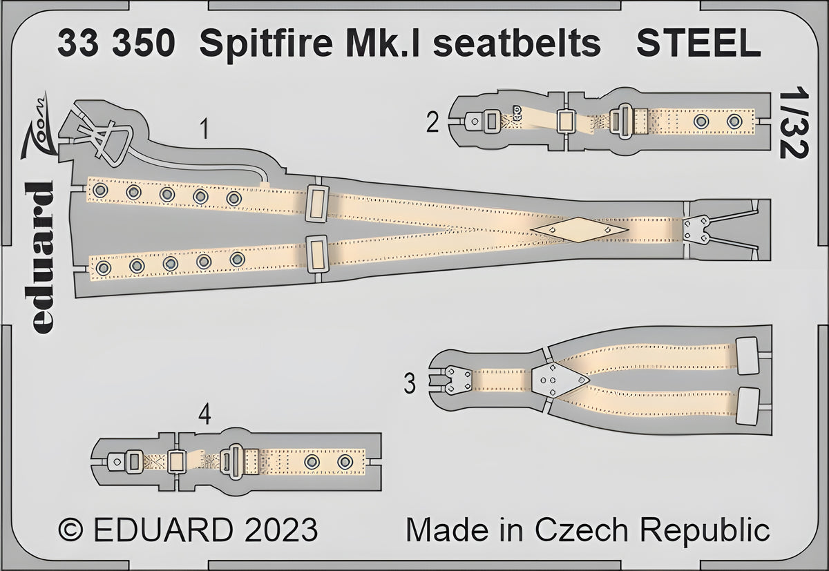 Eduard 1/32 Spitfire Mk.I seatbelts STEEL [Photo-Etched Set]