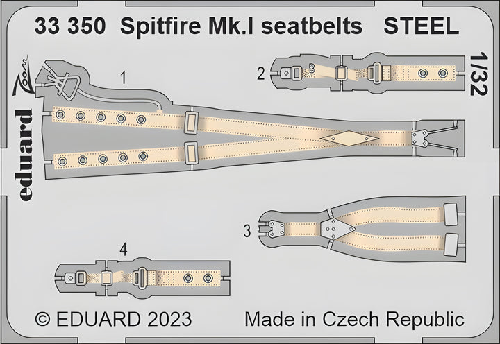 Eduard 1/32 Spitfire Mk.I seatbelts STEEL [Photo-Etched Set]