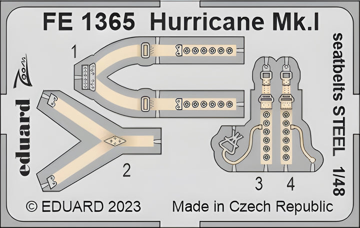 Eduard 1/48 Hurricane Mk.I seatbelts STEEL [Zoom set], for HOBBY BOSS
