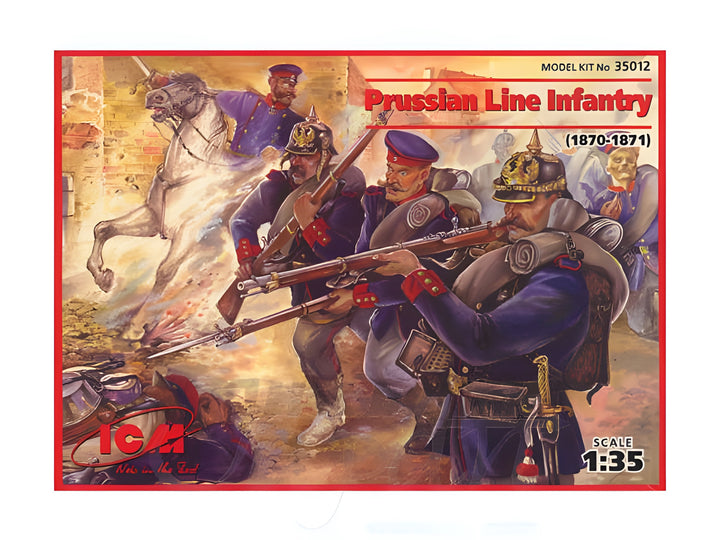 ICM 1/35 Prussian Line Infantry (1870-1871) (4 figures - officer on horse, 3 soldiers)