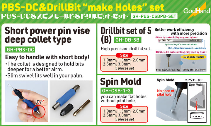 GodHand - PBS-DC & drill bit "make holes" set [LIMITED/SPECIAL PRICING]