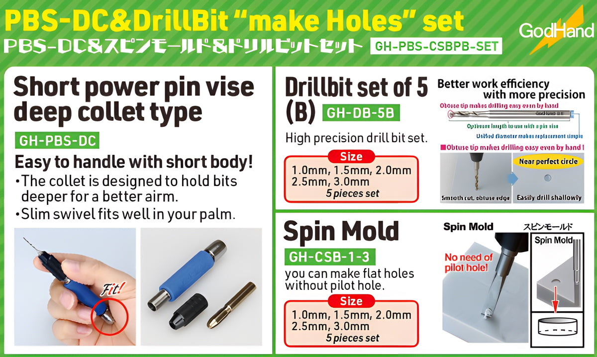 GodHand - PBS-DC & drill bit "make holes" set [LIMITED/SPECIAL PRICING]