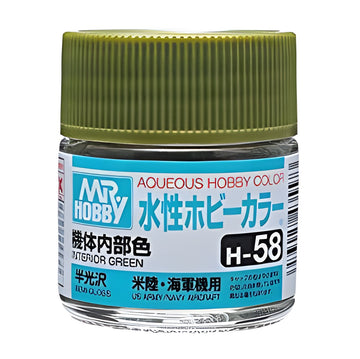 Mr Hobby AQUEOUS HOBBY COLOR - H58 SEMI-GLOSS INTERIOR GREEN (USARMY/NAVYAIRCRAFT)