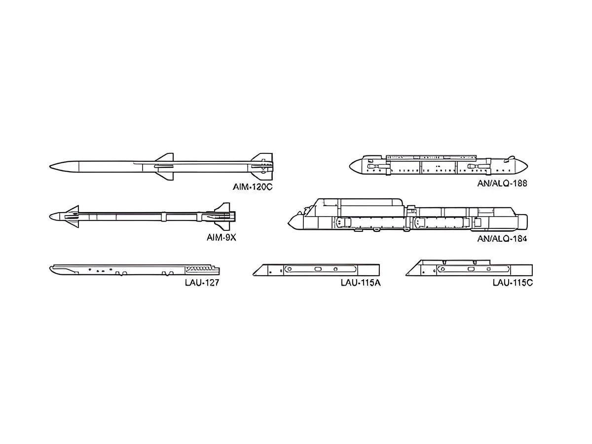 [X72-13] 1:72 Aircraft Weapons: VIII (U.S. Air-to-Air Missiles & Jamming Pods)