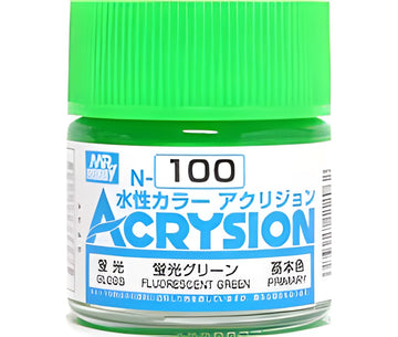 Mr Hobby Acrysion N100 - Fluorescent Green (Semi-Gloss/Primary)