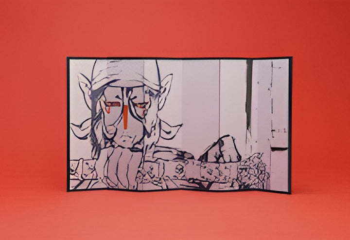 Mononoke Mini Folding Screen Ink Painting Medicine Seller