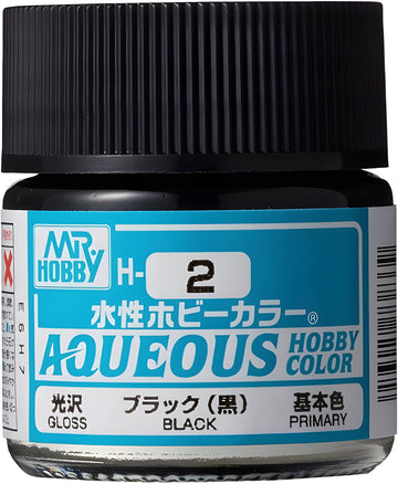 Mr Hobby AQUEOUS HOBBY COLOR - H2 GLOSS BLACK (PRIMARY)