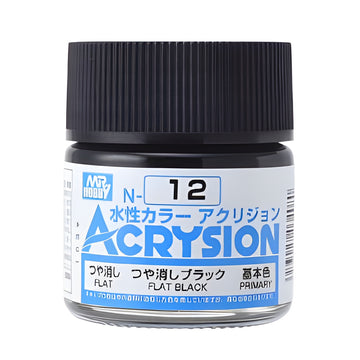 Mr Hobby Acrysion N12 - Flat Black (Flat/Primary)