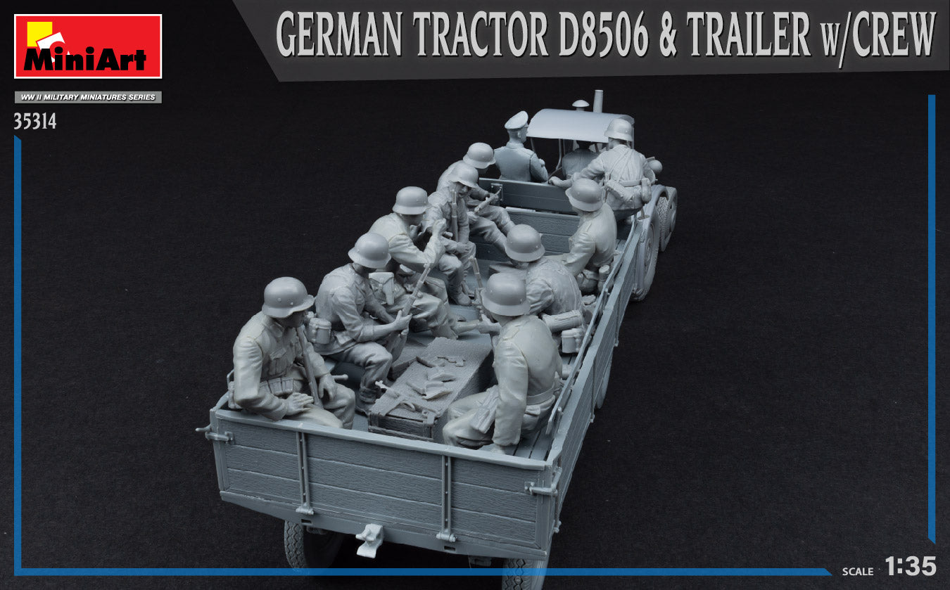 MiniArt 1/35 German Tractor D8506 with Trailer & Crew | 4820183314239