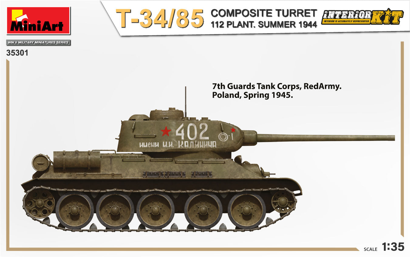 MiniArt 1/35 T-34-85 Composite Turret. 112 Plant. Summer 1944 Interior Kit | 4820183314222
