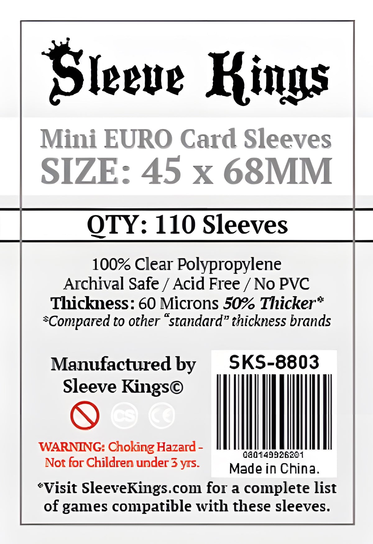 SK Mini EURO Sleeves 45MM X 68MM 110CT