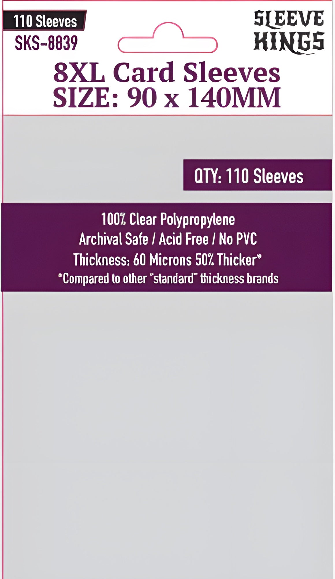 SK '8XL' SLEEVES 90MM x 140MM 110CT