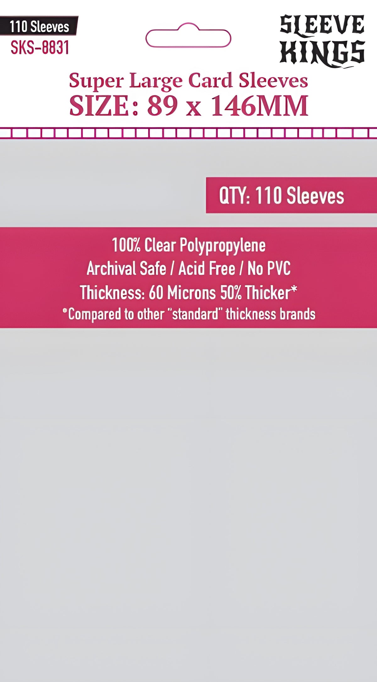 SK 'Super Large' Sleeves 89MM X 146MM 110CT