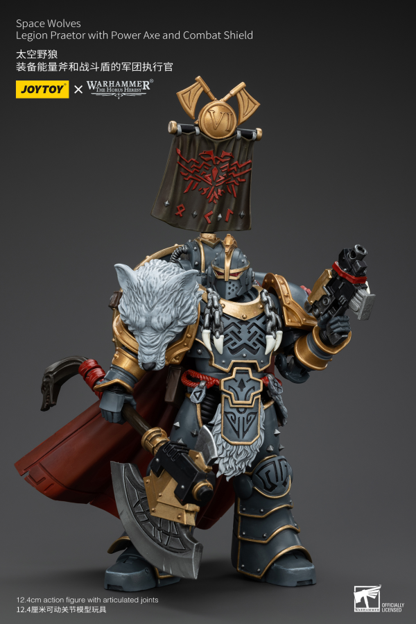 JOYTOY Space Wolves Legion Praetor with Power Axe and Combat Shield | 6927054400133