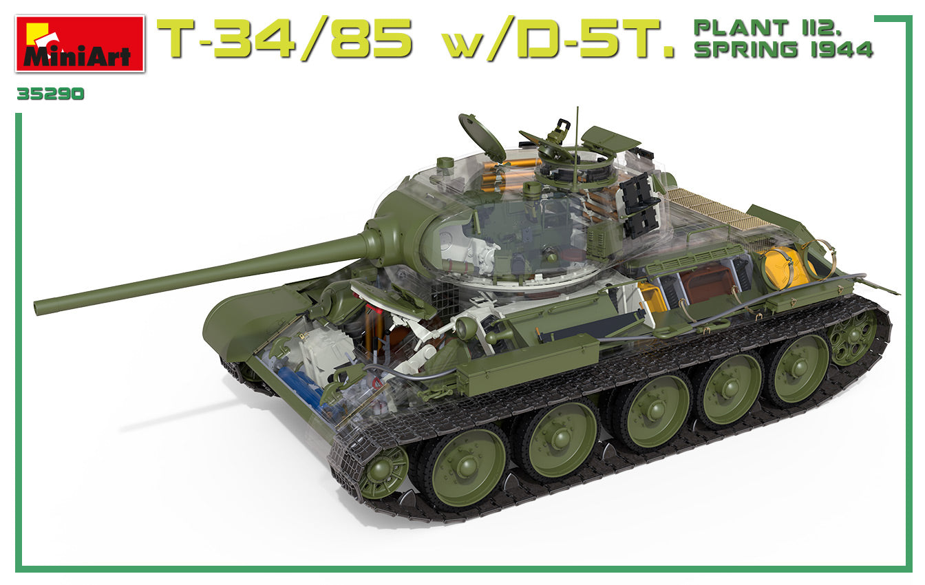 MiniArt 1/35 T-34/85 w/D-5T. PLANT 112. SPRING 1944. INTERIOR KIT | 4820183313171