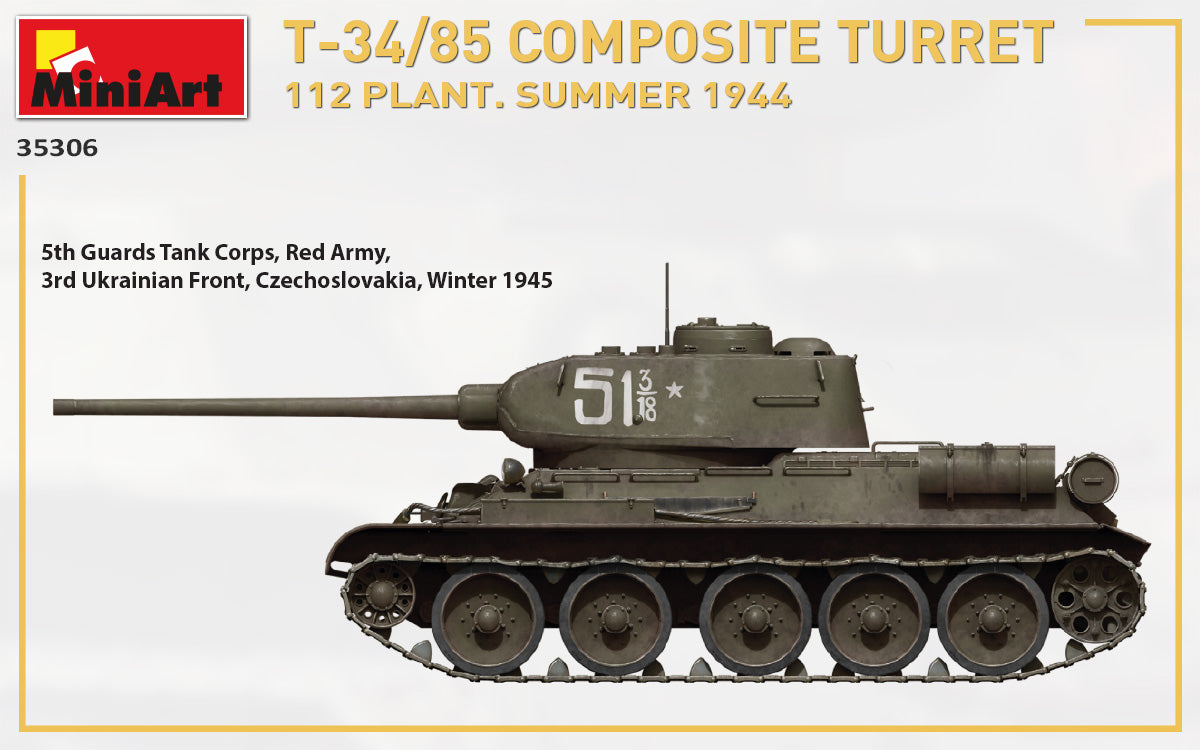 MiniArt 1/35 T-34/85 Composite Turret. 112 Plant. Summer 1944 1/35 Scale | 4820183313461