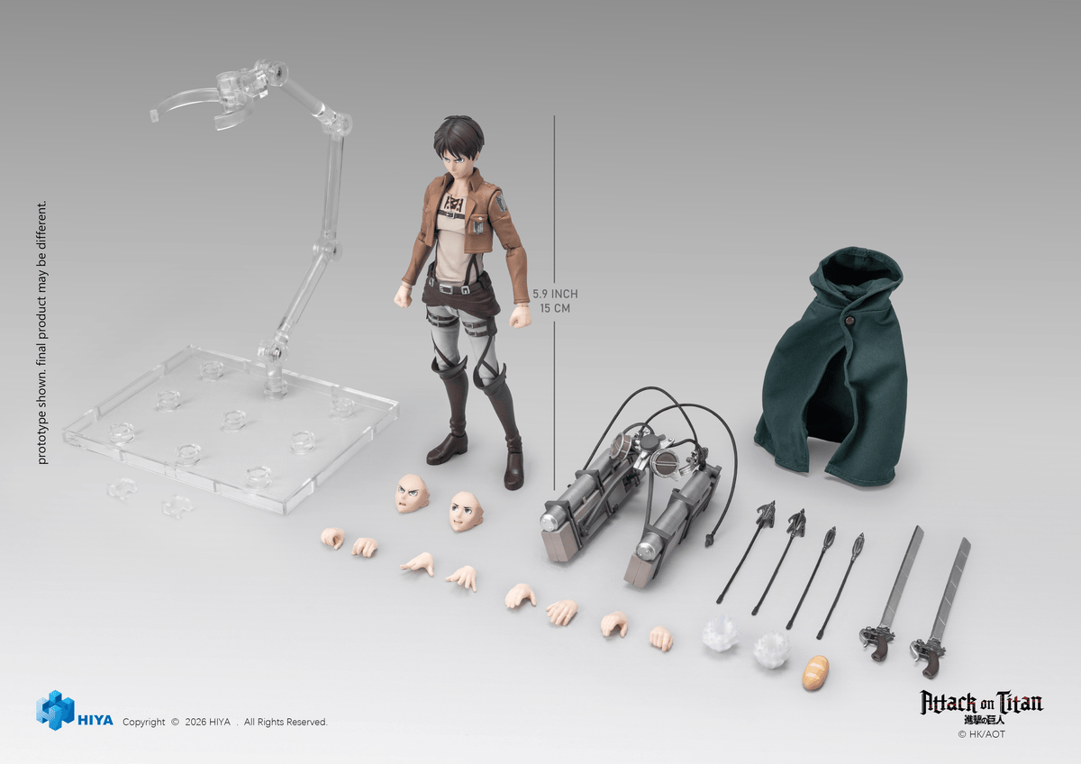 HIYA Exquisite Basic Series 1/12 5.9 Inch Attack on Titan 1-3 Eren Yeager Action Figure