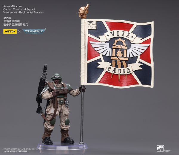 Joy Toy Astra Militarum Cadian Command Squad Veteran with Regimental Standard(6973130377929)(6973130377929)