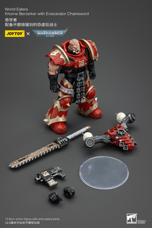 JOYTOY World Eaters Khorne Berzerker with Eviscerator Chainsword | 6927054400560