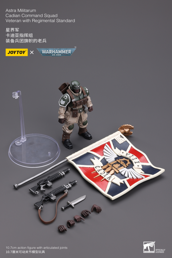 Joy Toy Astra Militarum Cadian Command Squad Veteran with Regimental Standard(6973130377929)(6973130377929)