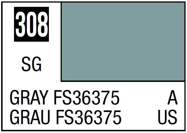 Mr Hobby Mr. Color 308 Gray FS36375 (Semi-Gloss/Aircraft) | 4973028717365